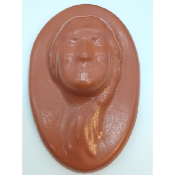 Vtg Van Briggle Art Pottery Figural Wall Plaques Native American Set 2 Brown - Picture 4 of 7